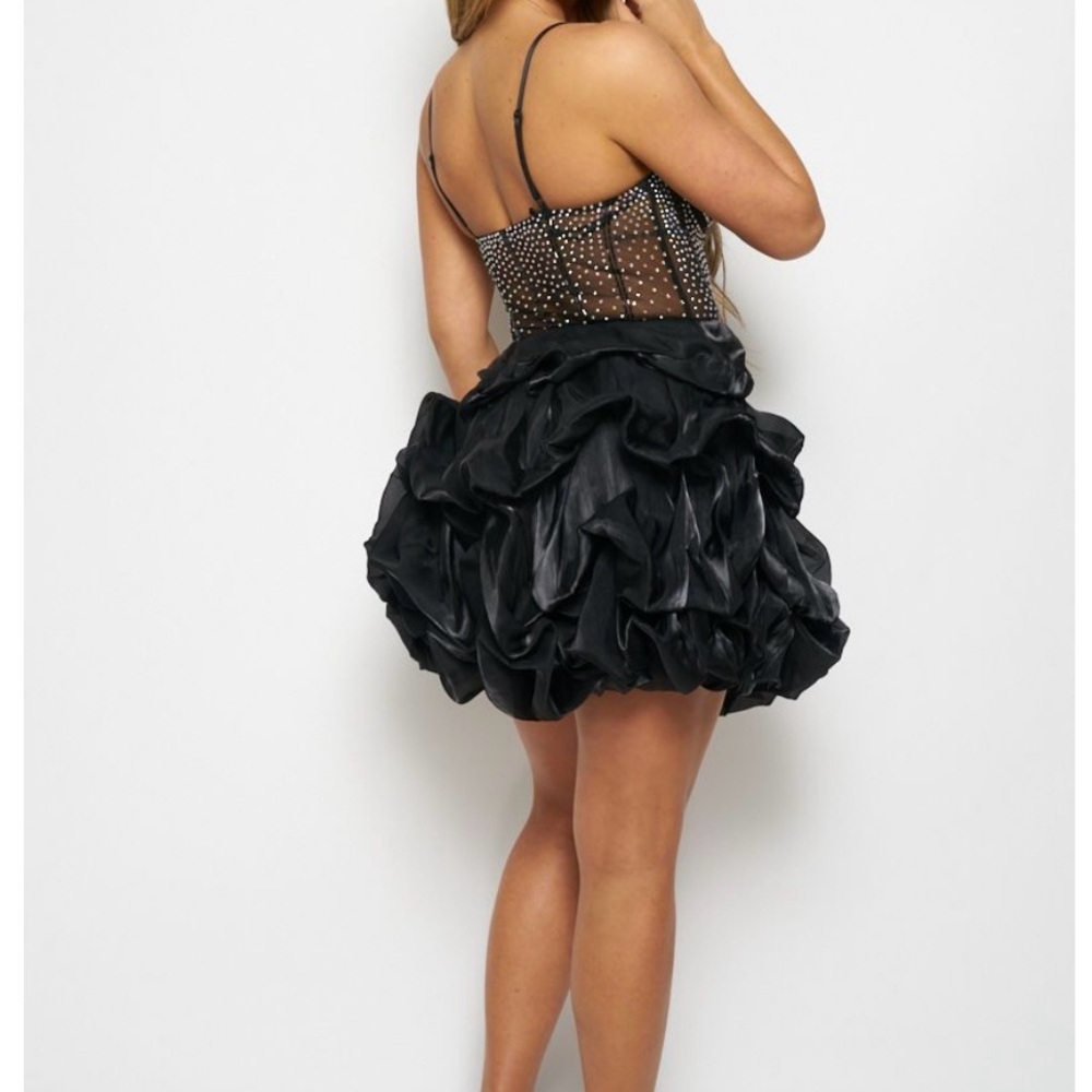 Black Ruffled Mini Dress - Picture 4 of 5